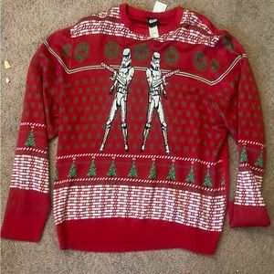 Star Wars Ugly Christmas Red Sweater with Stormtroopers & Candy Canes.